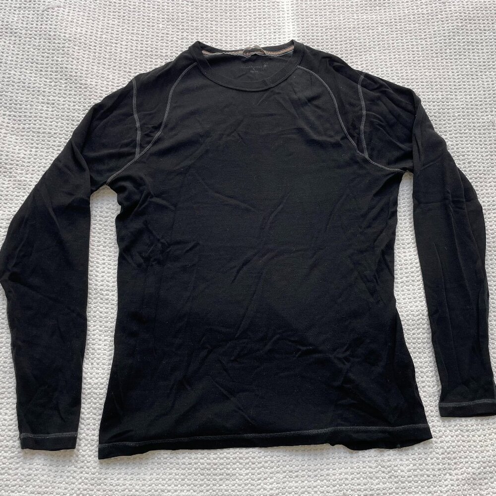 Smartwool black merino wool long sleeve shirt / base layer - Size Large